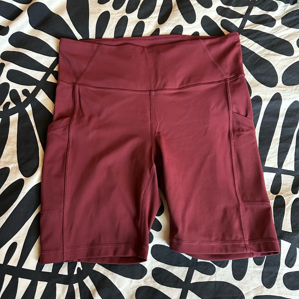 Merlot colored Prana bike shorts